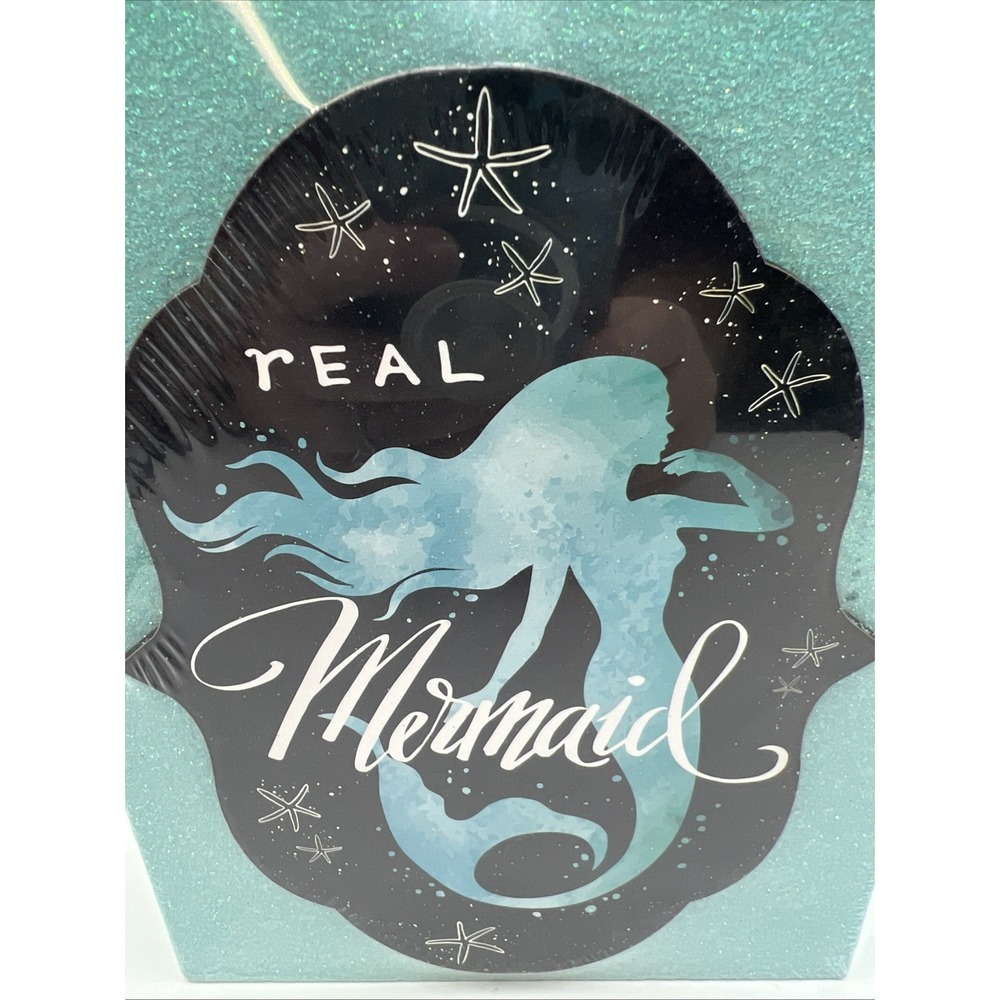 Mythical Teal Green‎ Mermaid Wall Hanging Plaque Picture Glitter Beach Decor - Picture 2 of 8